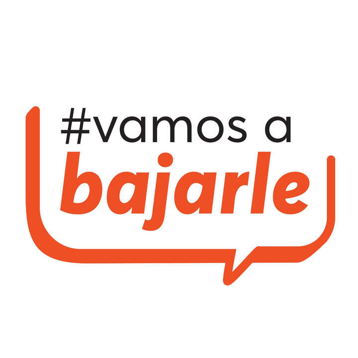 Logo de #VamosABajarle Dos manos estrechándose como símbolo de compromiso ciudadano por una conversación más respetuosa.